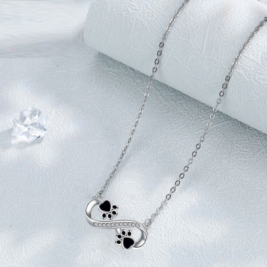 Collier Infini Empreinte de Pattes avec Zirconia