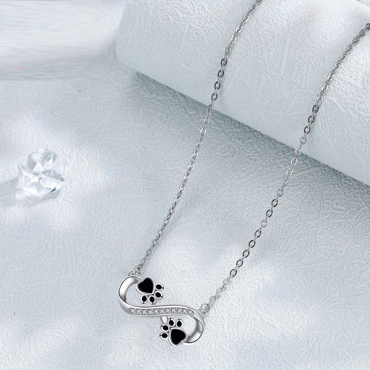Collier Infini Empreinte de Pattes avec Zirconia