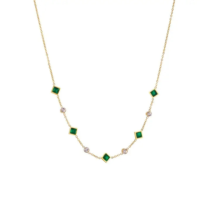 Collier géométrique en or et émeraude