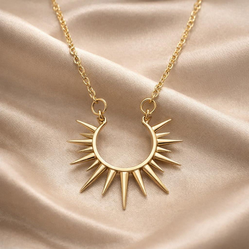 Collier Pendentif en Or Blanc Tournesol