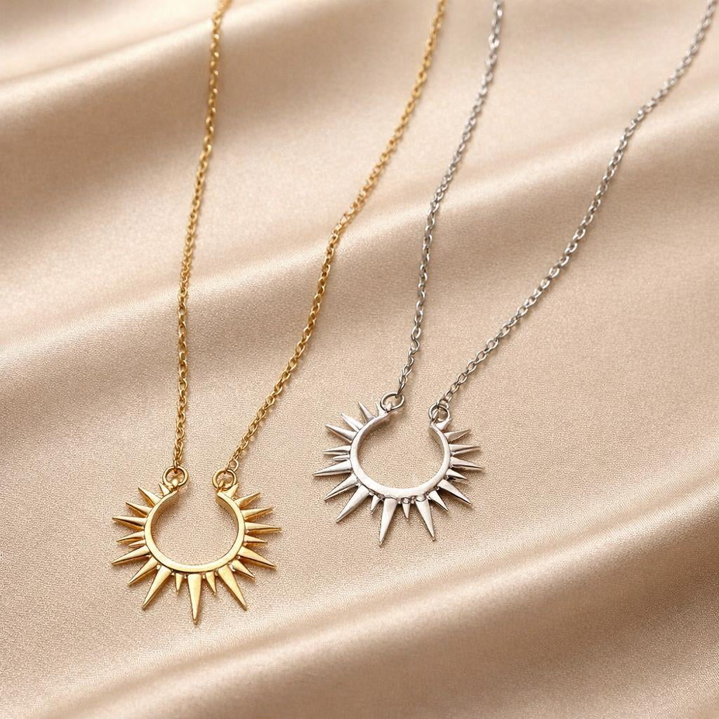 Collier Pendentif en Or Blanc Tournesol