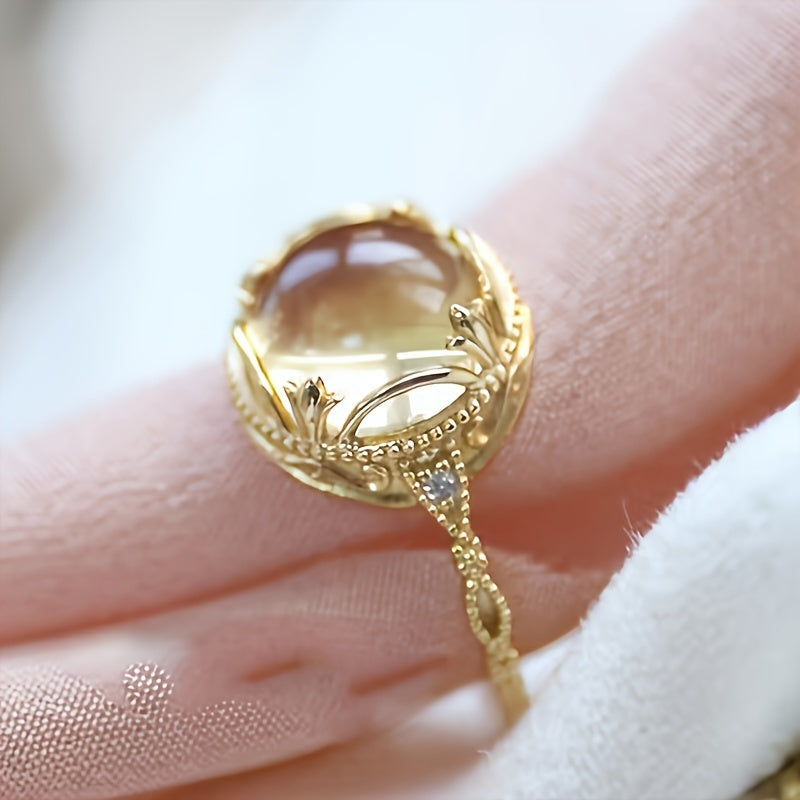 Bague Vintage en Citrine Dorée