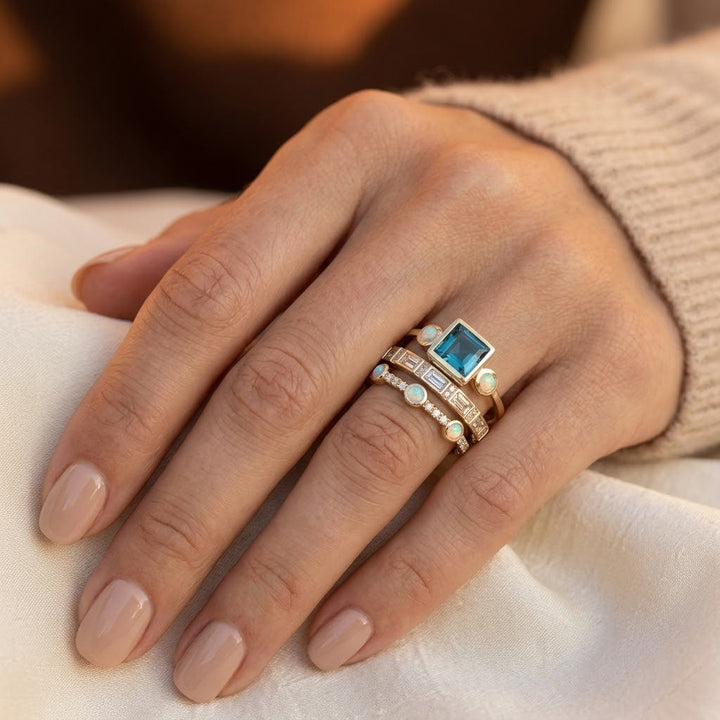 Stacked Geometric Ring Set in Gold