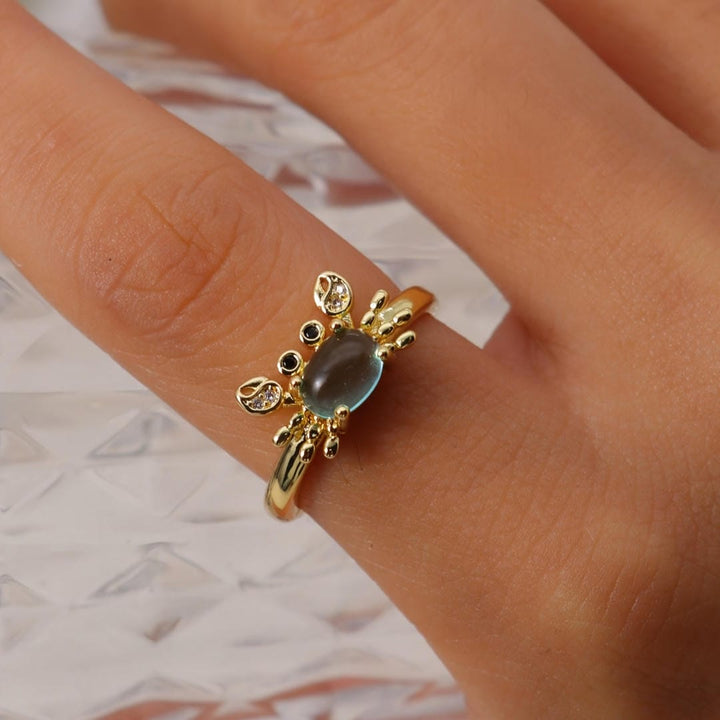 Bague Ajustable Mini Crabe en Pierre Précieuse
