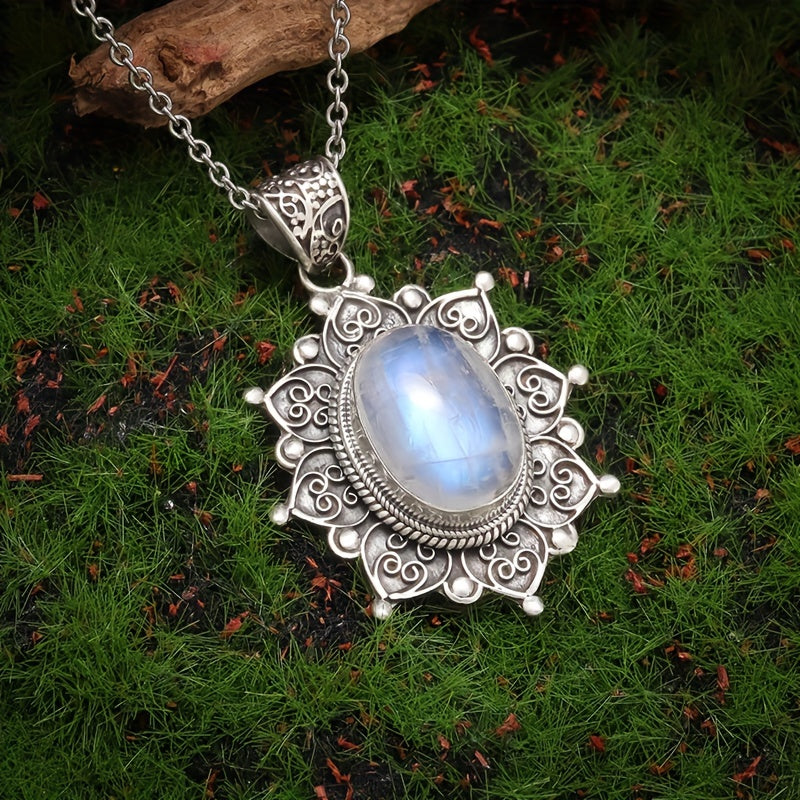 Collier Pendentif en Pierre de Lune Tournesol Bohème
