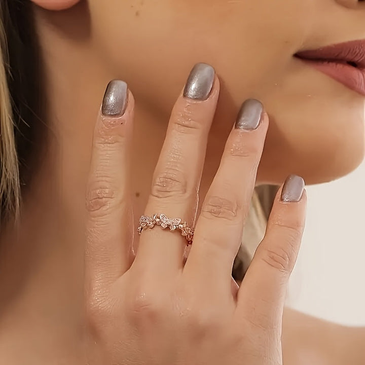 Bague Papillon en Or Blanc ornée de Strass