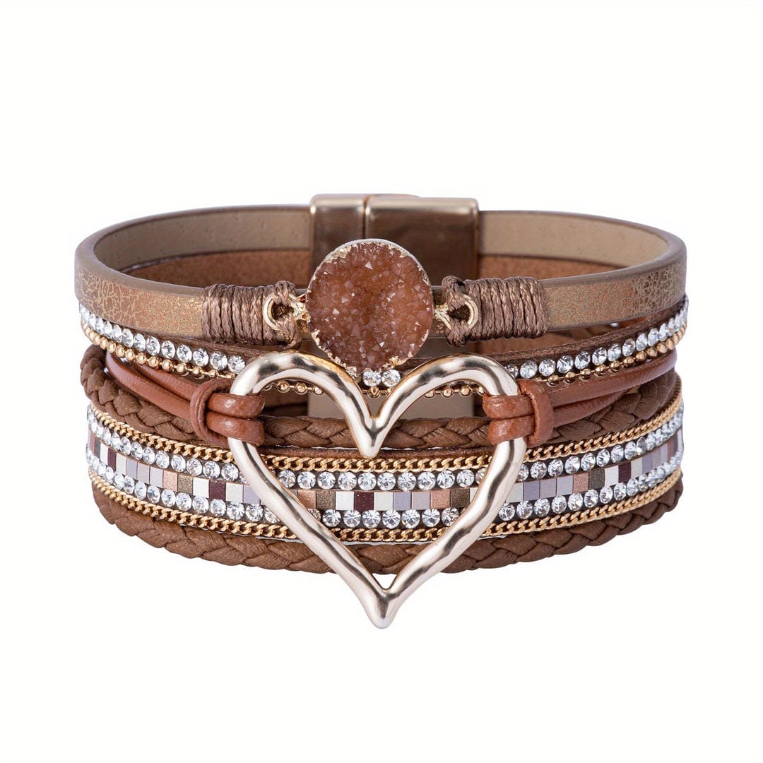 Bracelet bohème en cuir multi-couches