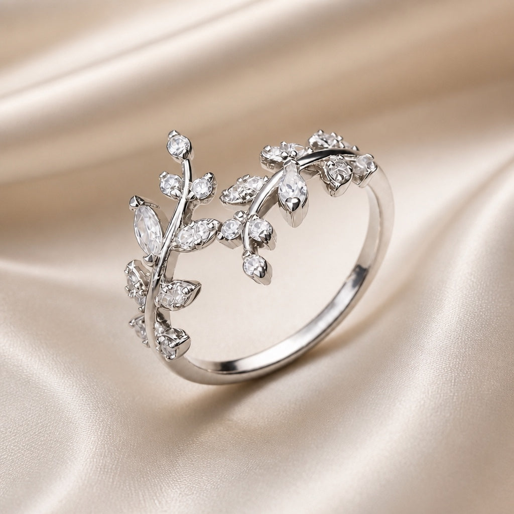 Bague Vigne en Zircone Or Blanc