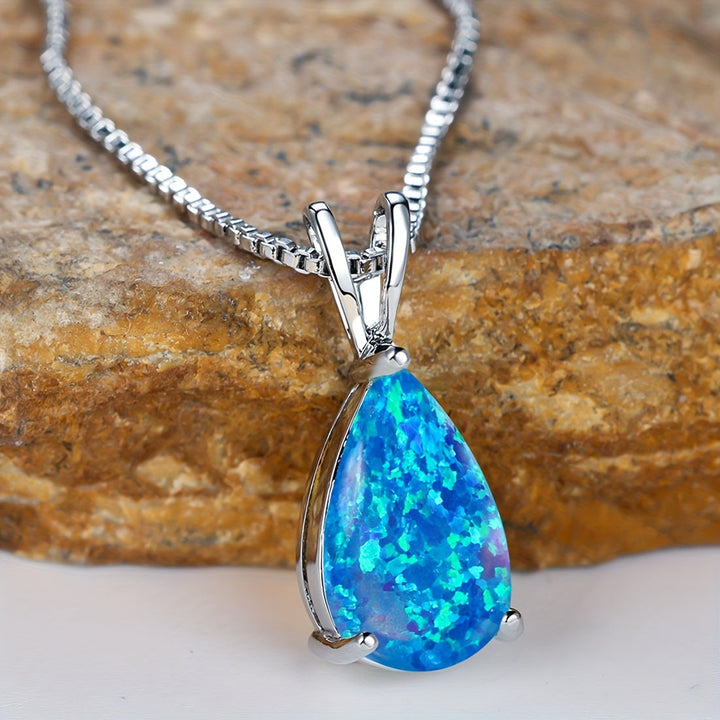 Collier Pendentif Infini en Opale