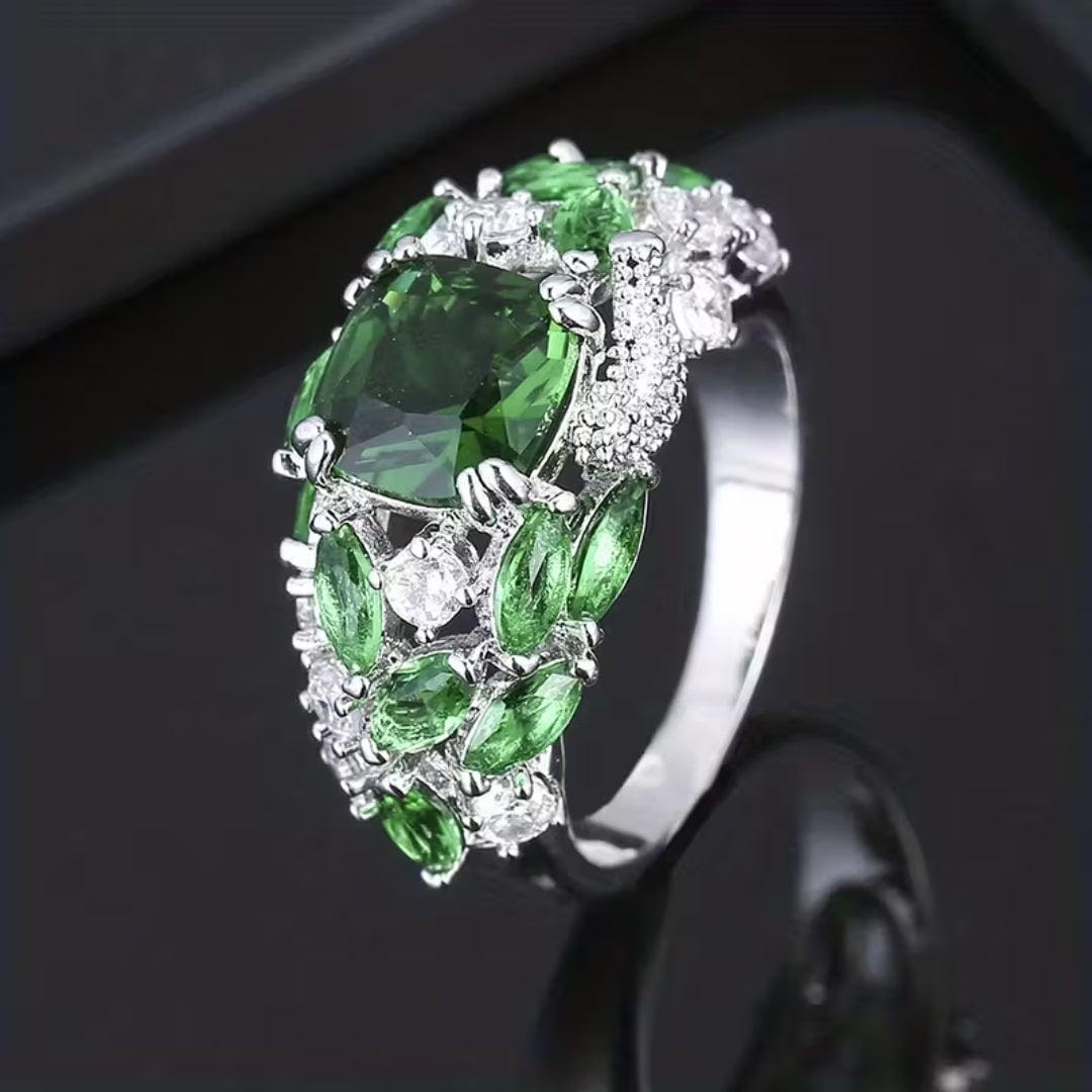 Bague Florale en Émeraude