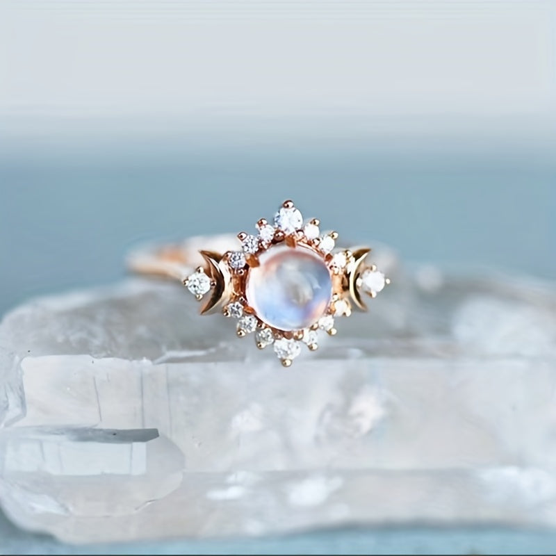 Bague bohémienne en pierre de lune à empiler