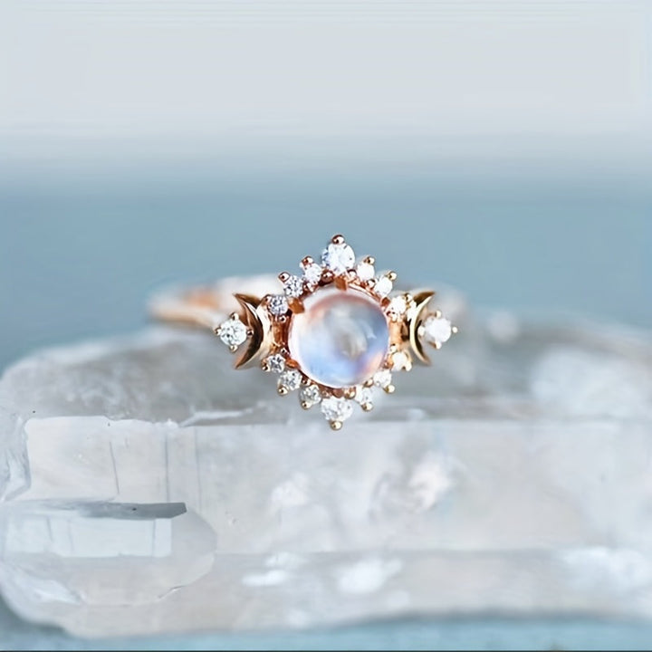 Bague bohémienne en pierre de lune à empiler