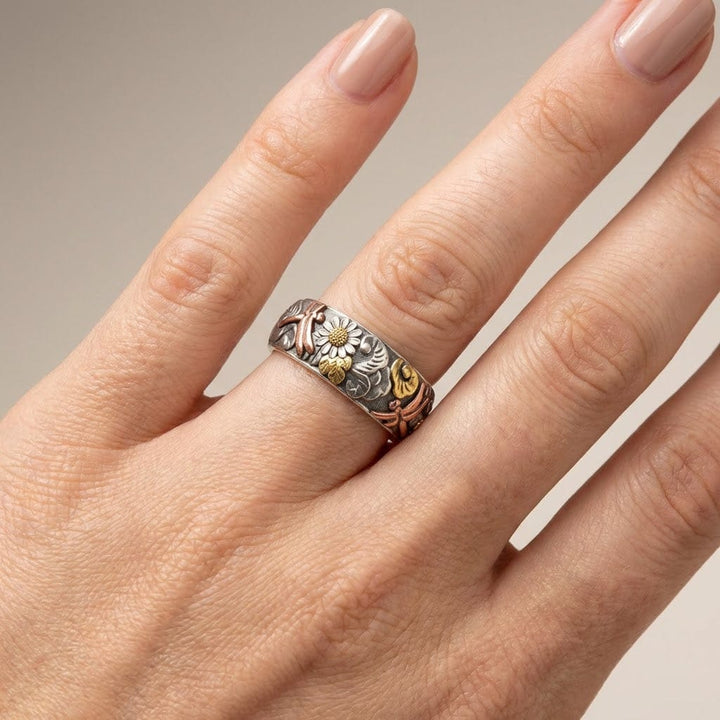 Bague en argent Libellule Tournesol