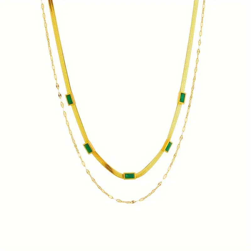 Sorella Gem Double Layer Retro Necklace | Gold