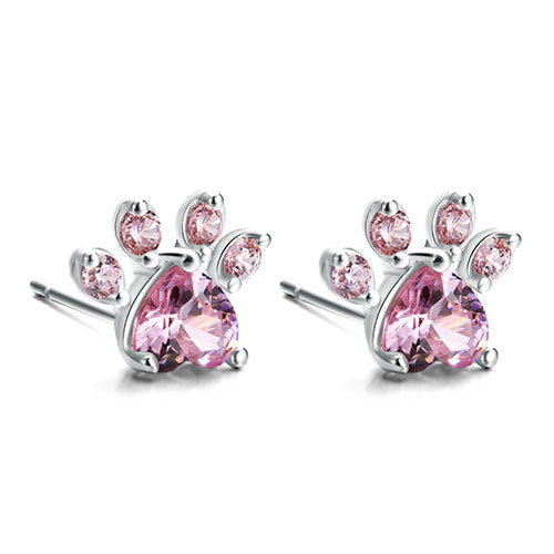 Ensemble de Bijoux Pattes en Or Rose – 4 Pièces avec Cœur en Zirconium (Bague, Collier, Boucles d&