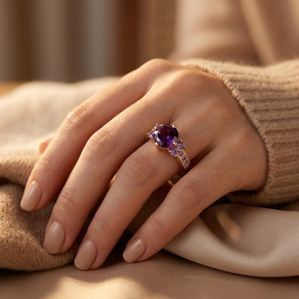 Bague Accent en Or et Améthyste