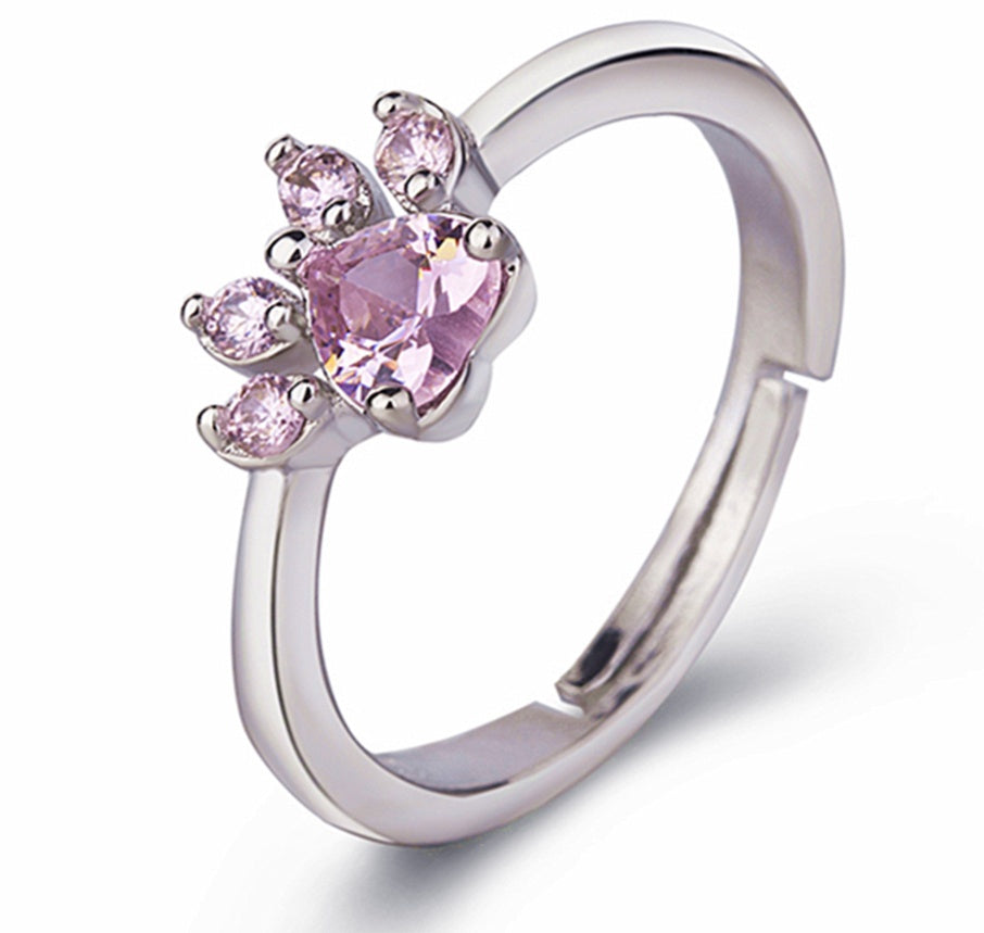 Ensemble de Bijoux Pattes en Or Rose – 4 Pièces avec Cœur en Zirconium (Bague, Collier, Boucles d&