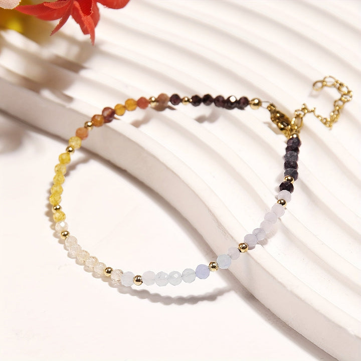Bracelet en Pierre de Lune Naturelle et Pierre de Soleil