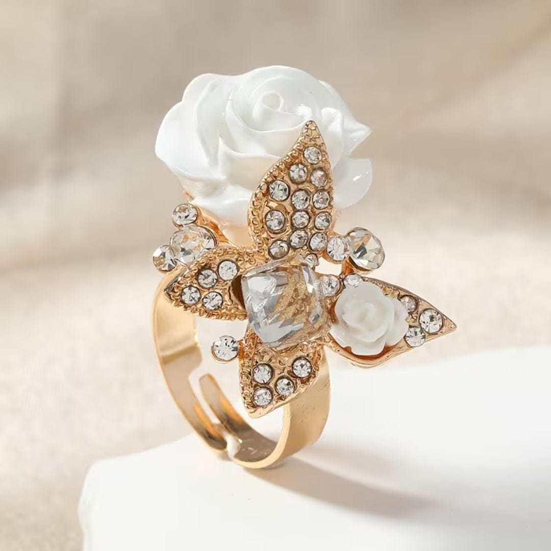 Bague Florale en Émeraude Rose