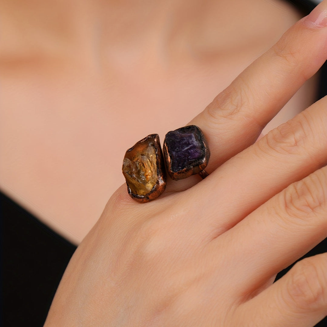 Bague Radieuse à Double Tête en Pierre