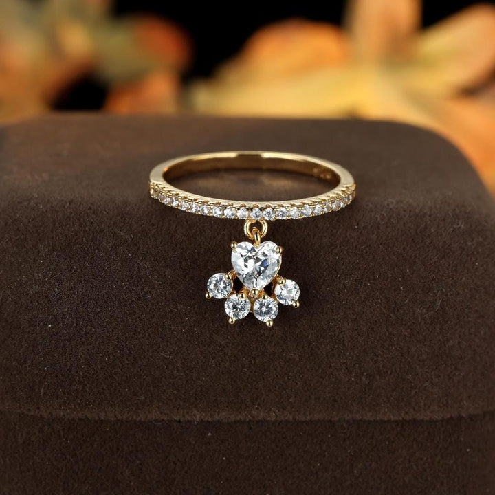 Bague Pavé avec Charme Patte de Chien