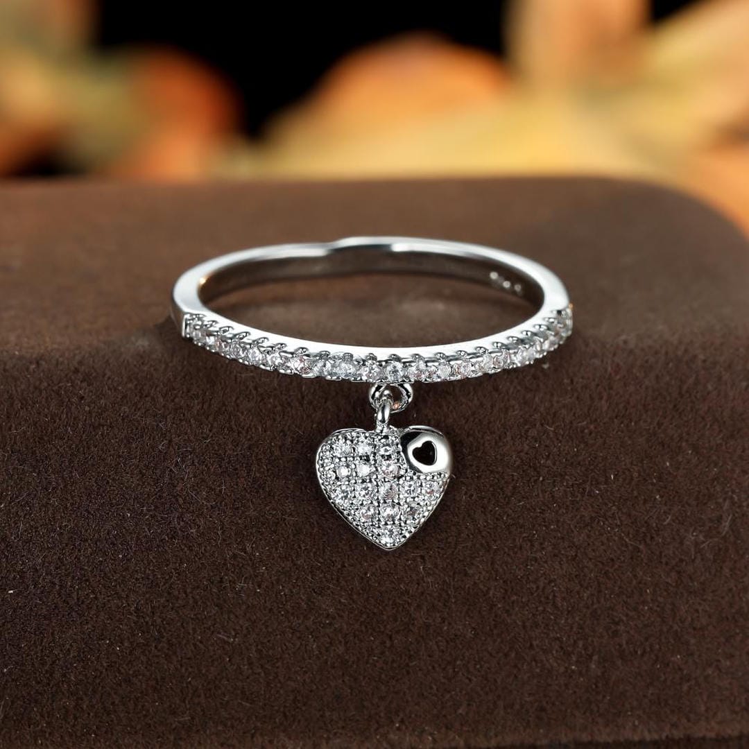 Bague Empilable Charme Cœur en Pavé