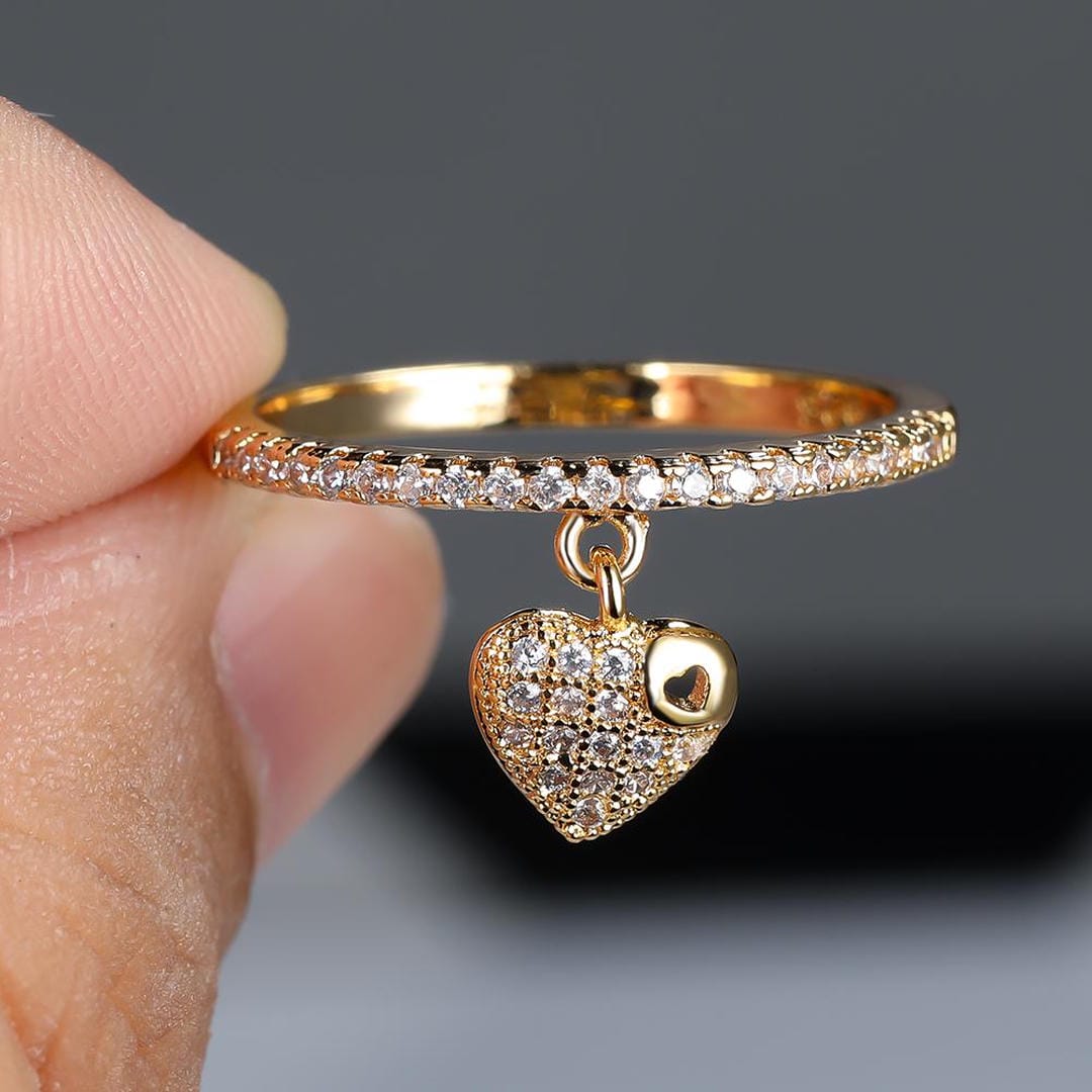 Bague Empilable Charme Cœur en Pavé