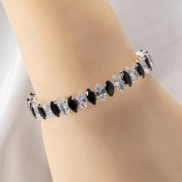 Bracelet Marquise en Zirconium et Onyx