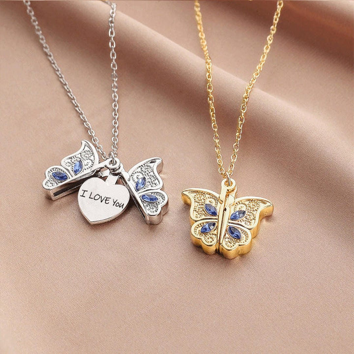 Collier Pendentif Papillon avec Message Secret