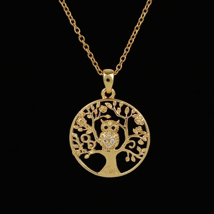 Collier en zirconia Hibou doré Forêt