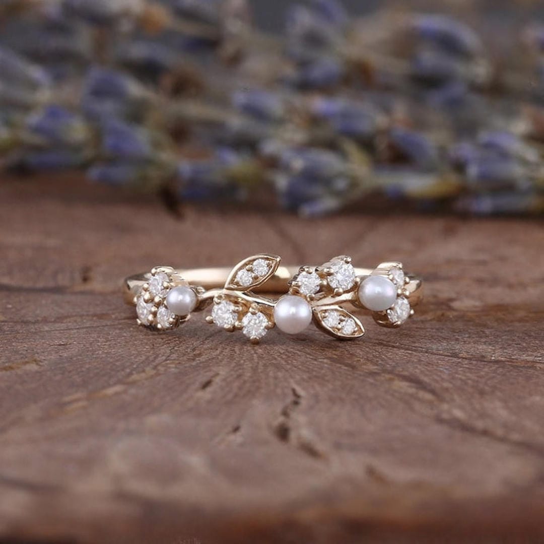 Bague Vigne Fleurie avec Perle d&