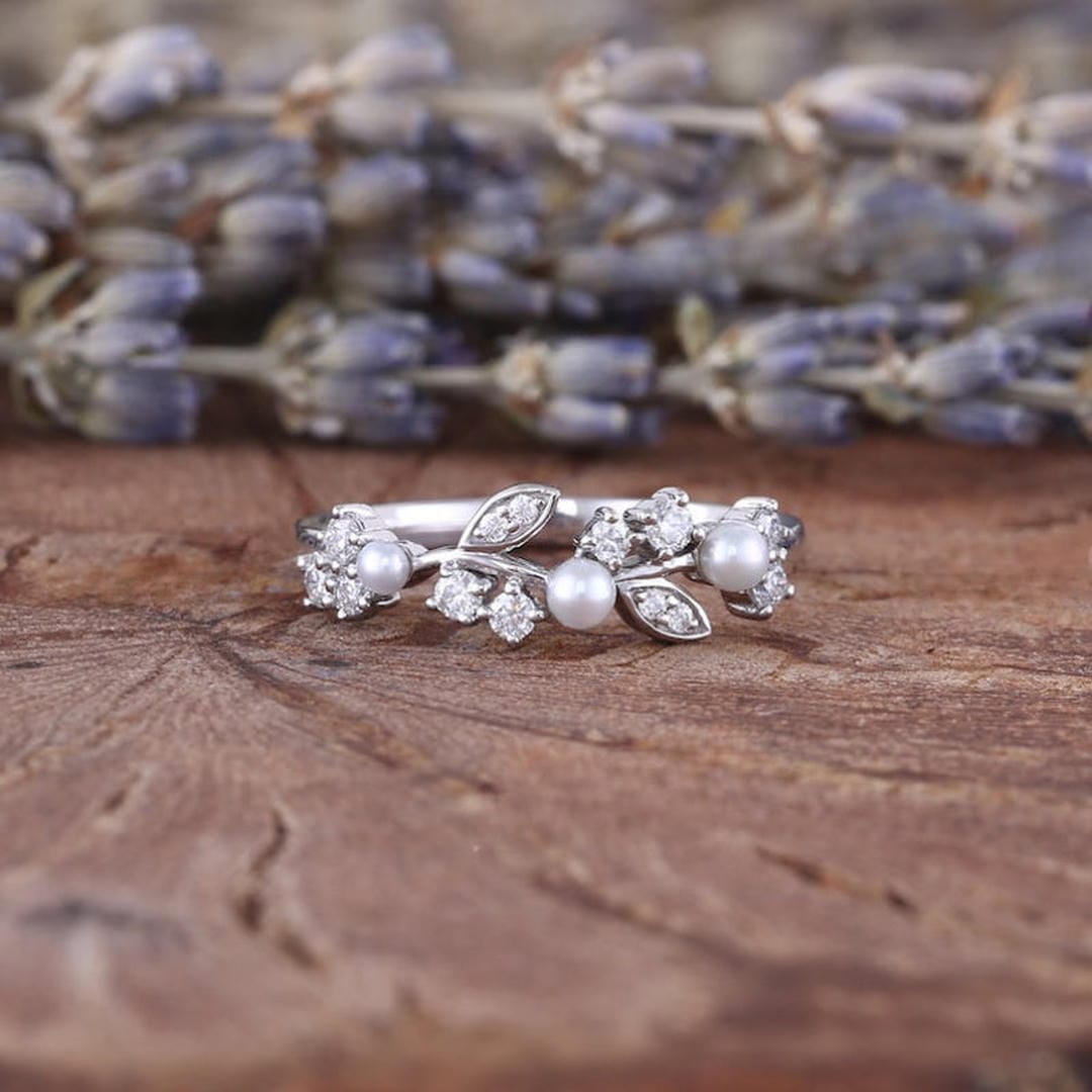 Bague Vigne Fleurie avec Perle d&