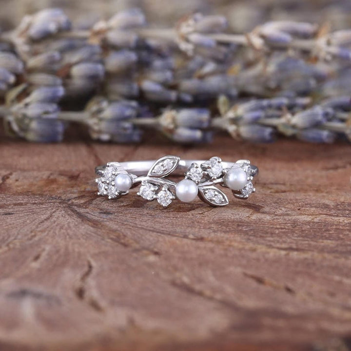 Bague Vigne Fleurie avec Perle d&