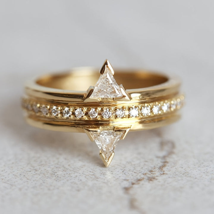 Bague Mosaïque en Zirconium Triangulaire de Luxe