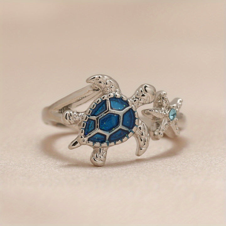 Bague Étoile de Mer Tortue de Mer Bleue