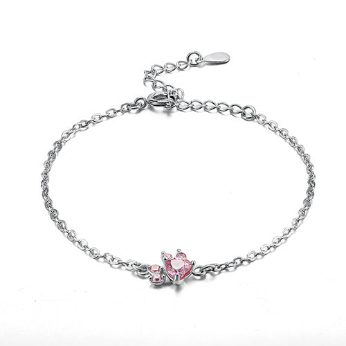 Ensemble de Bijoux Pattes en Or Rose – 4 Pièces avec Cœur en Zirconium (Bague, Collier, Boucles d&