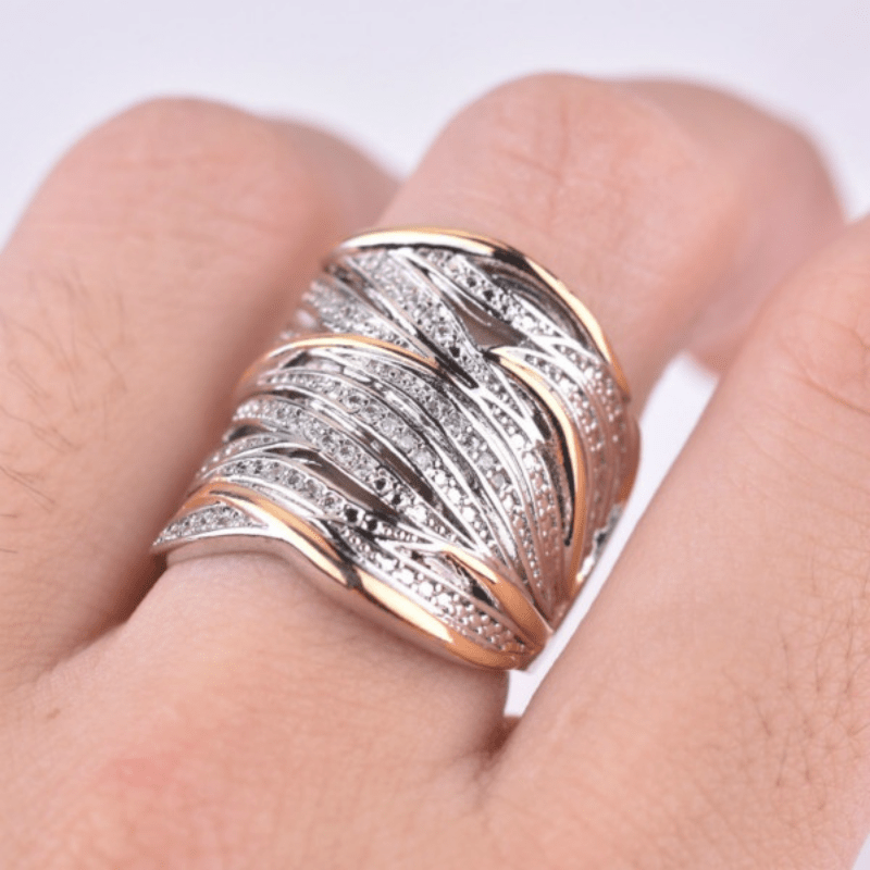 Bague Multi-Couches Enveloppée de Zirconium Créatif