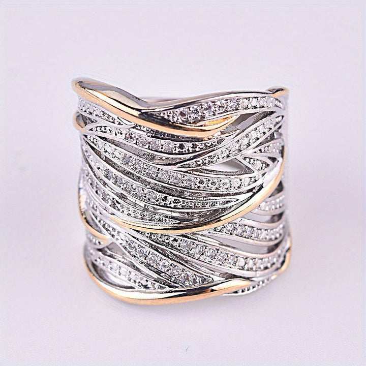 Bague Multi-Couches Enveloppée de Zirconium Créatif