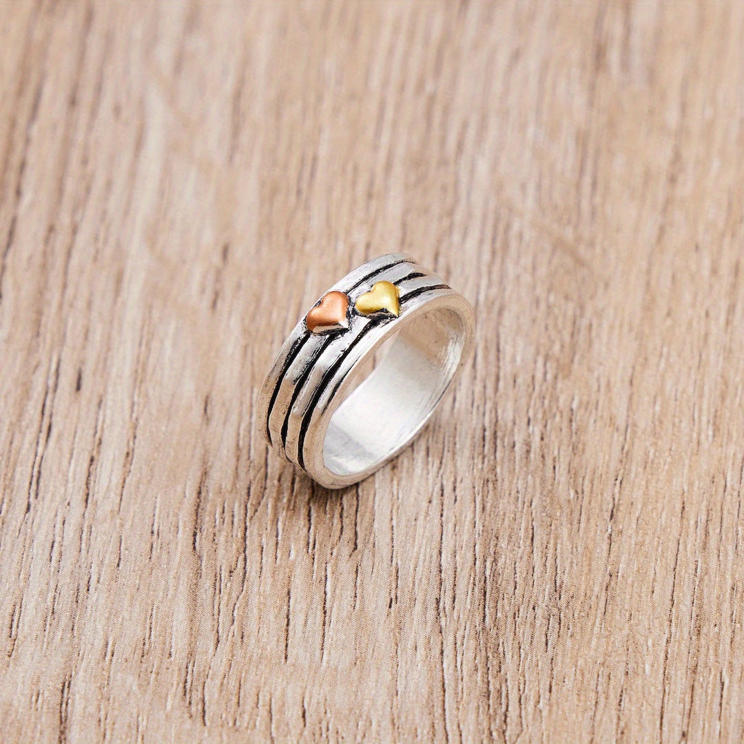 Bague Rétro à Cœur Multi-Couches