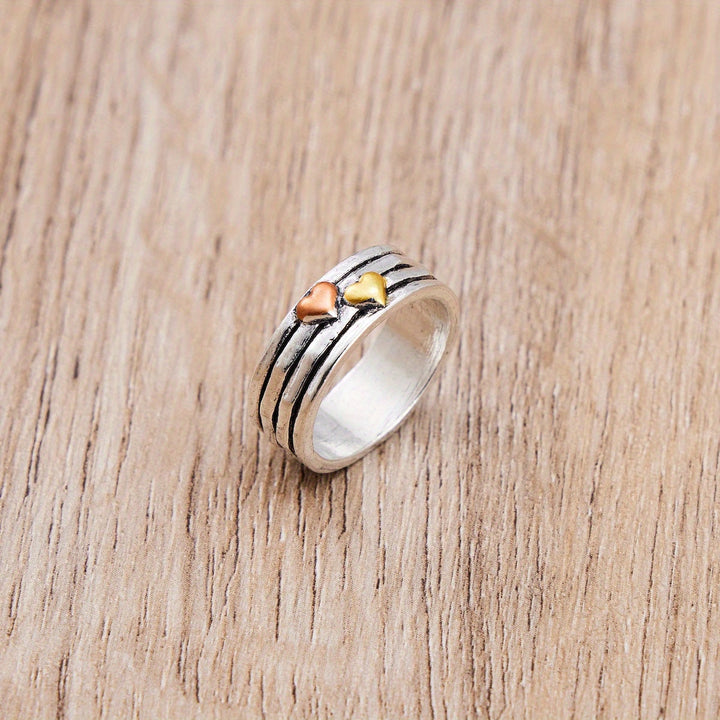 Bague Rétro à Cœur Multi-Couches
