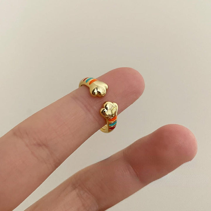 Bague Ajustable à Pattes Rayées Arc-en-Ciel