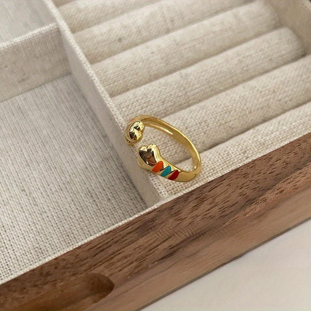 Bague Ajustable à Pattes Rayées Arc-en-Ciel