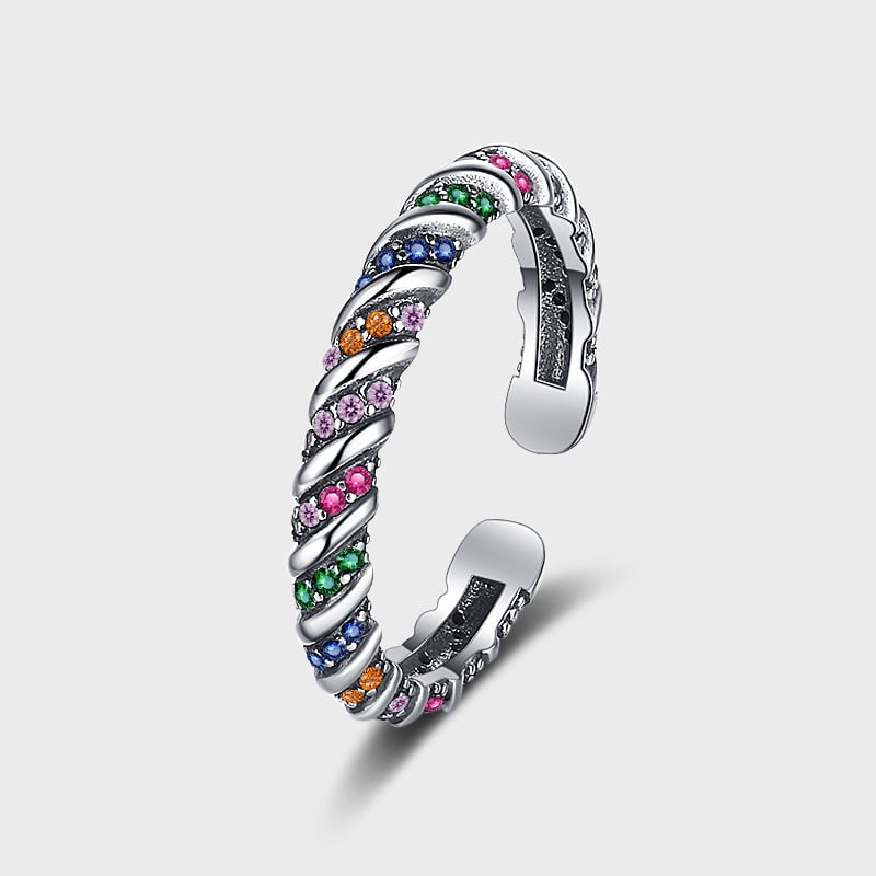 Bague Vintage en Argent à Rayures