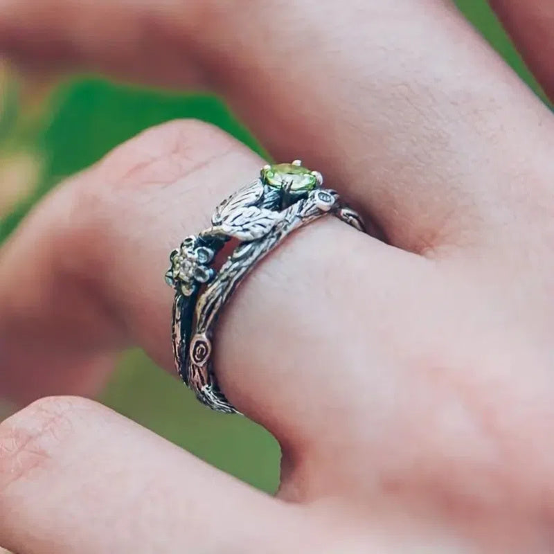Bague Branche en Zirconium Vert