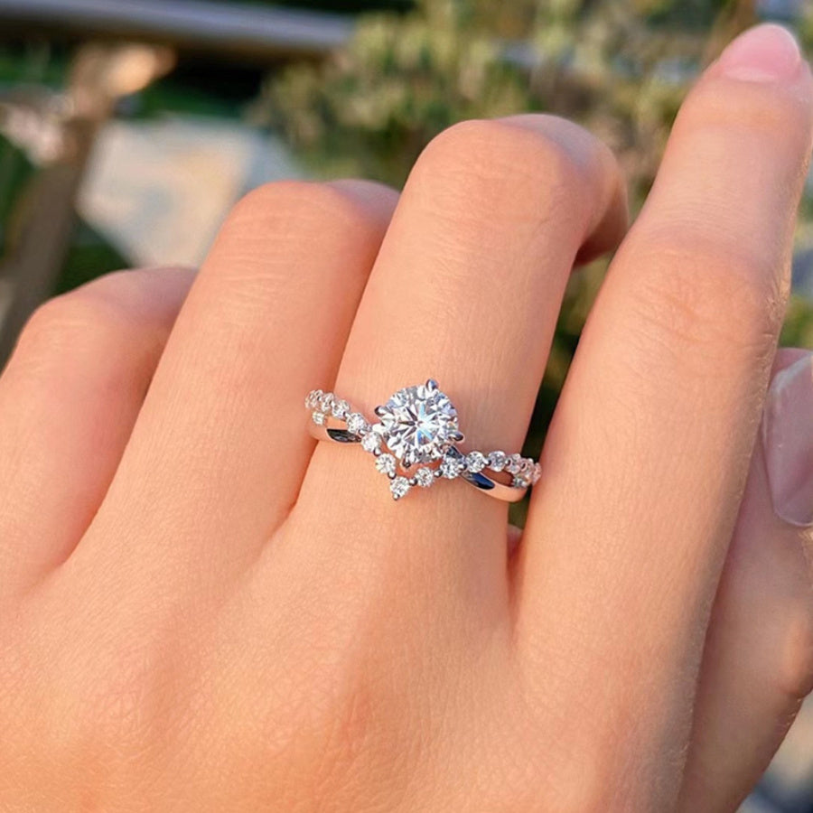 Bague en Zirconium Or Blanc Aurora Vigne