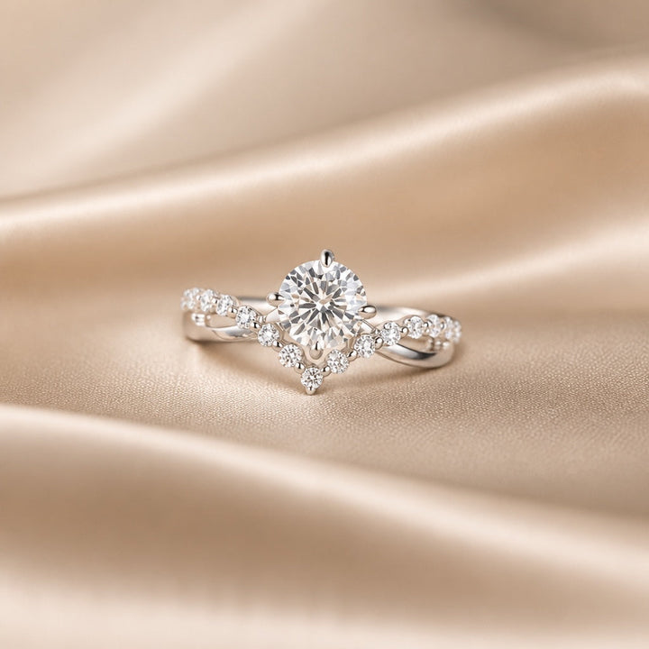 Bague en Zirconium Or Blanc Aurora Vigne