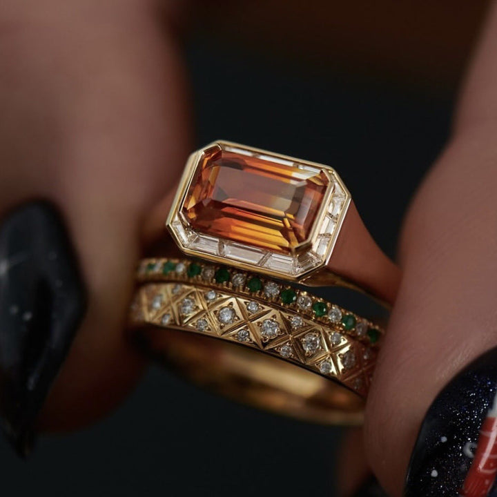 Ensemble de Bagues Vintage Dorées en Trois Pièces