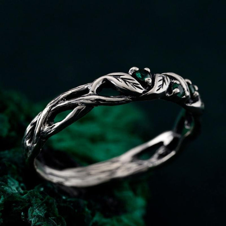 Bague Bohémienne en Émeraude Feuille