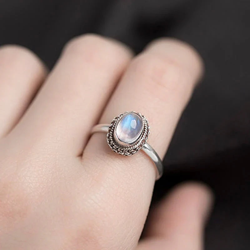 Bague en corde en pierre de lune Gloria
