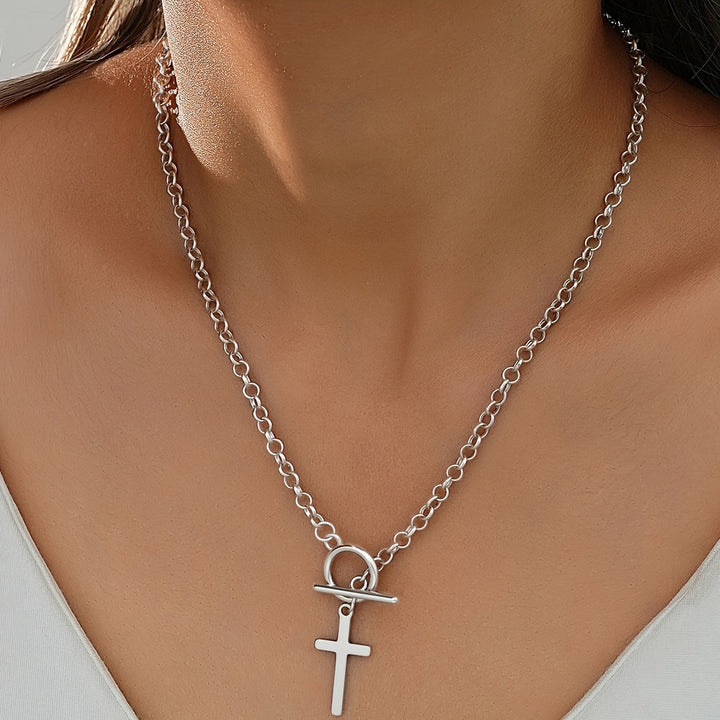Collier Croix en Or Blanc avec Fermoir Tendance